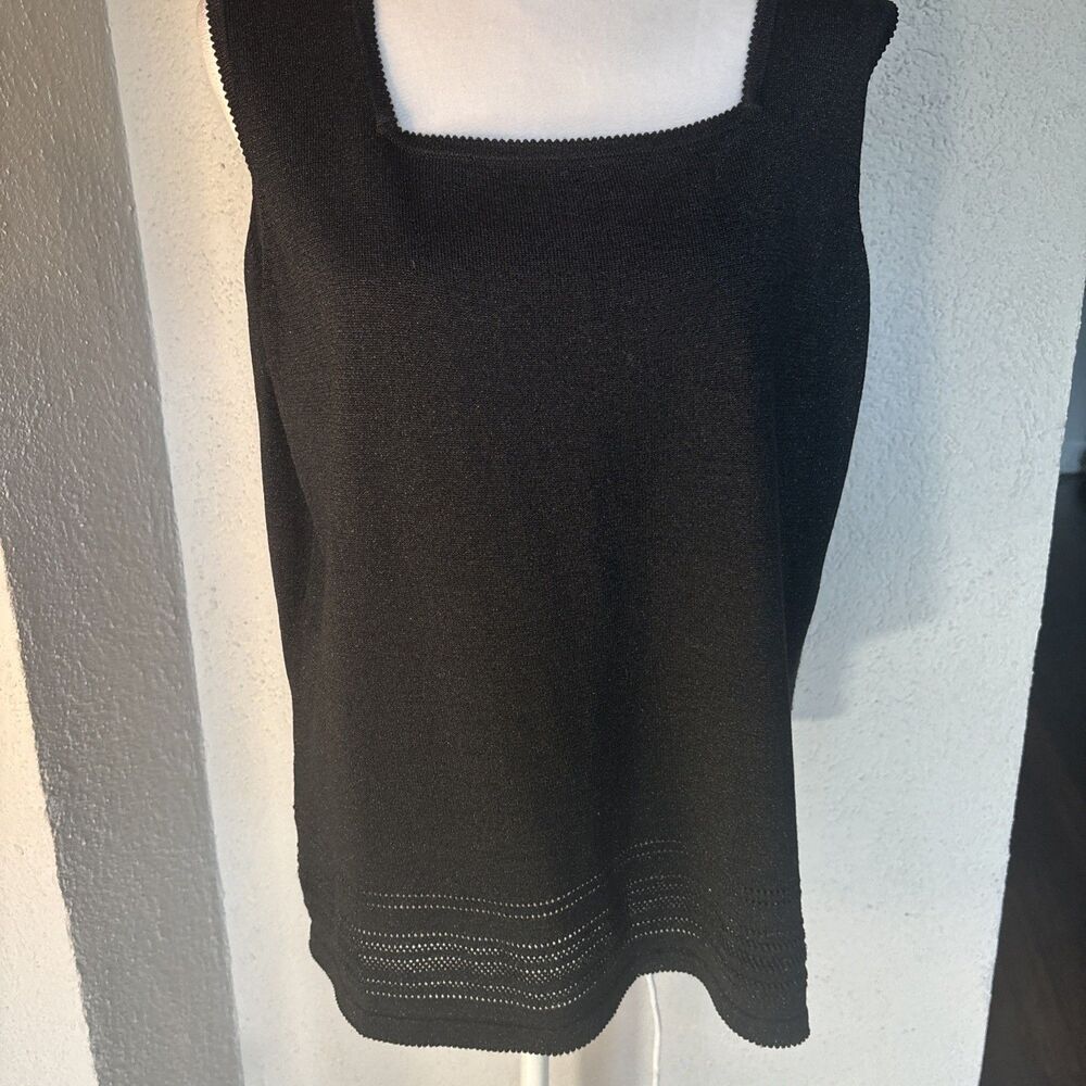 Elisabeth By Liz Claiborne Black Silk Holiday Glitter Tunic Top Size 1X